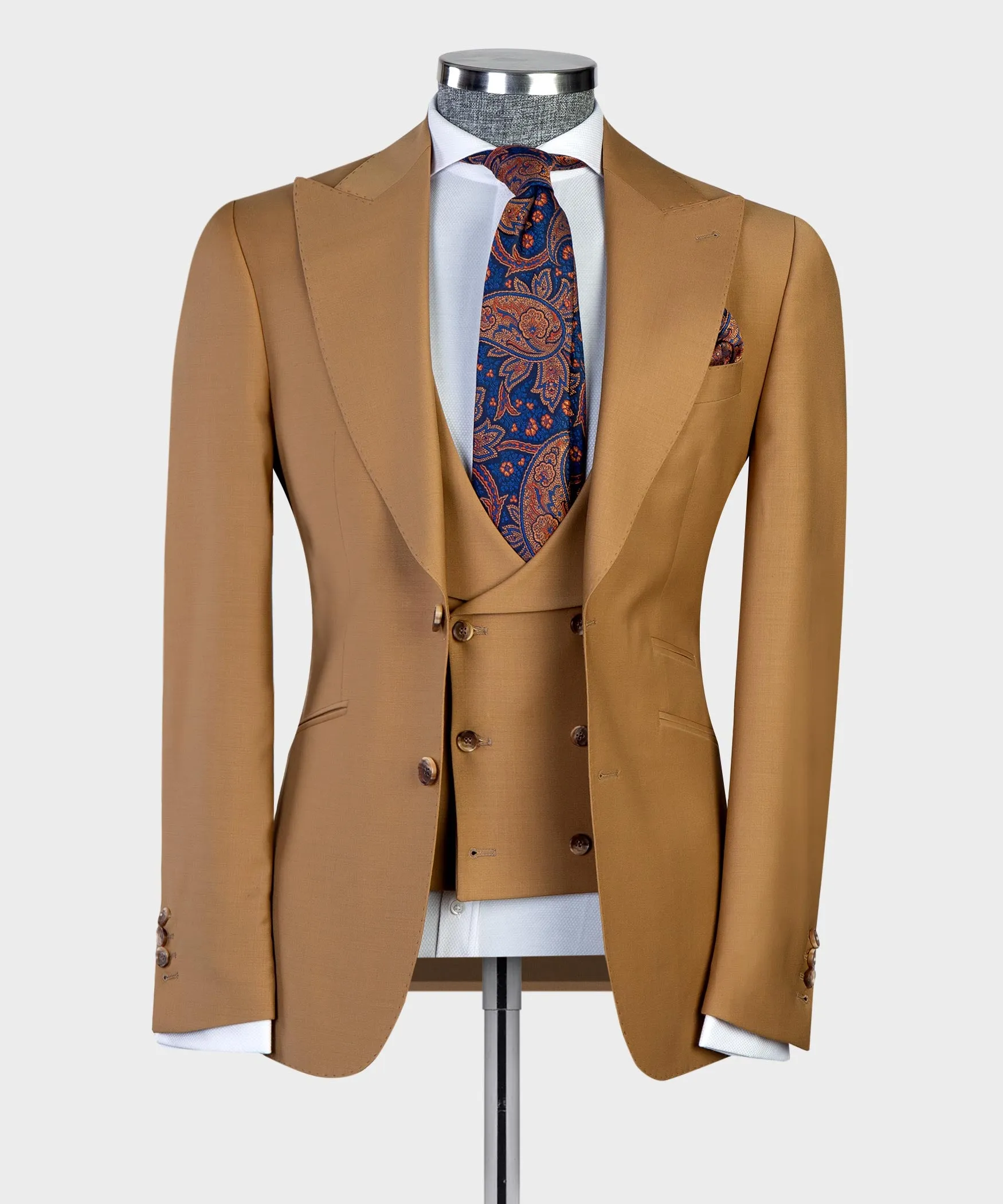 Deep Orange 3 Piece Suit For Men