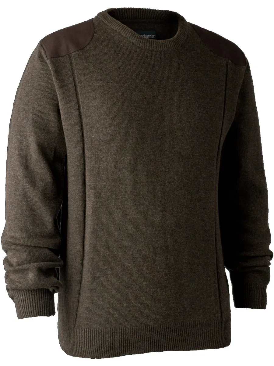 DEERHUNTER Sheffield Knit O-Neck Jumper - Mens - Dark Elm