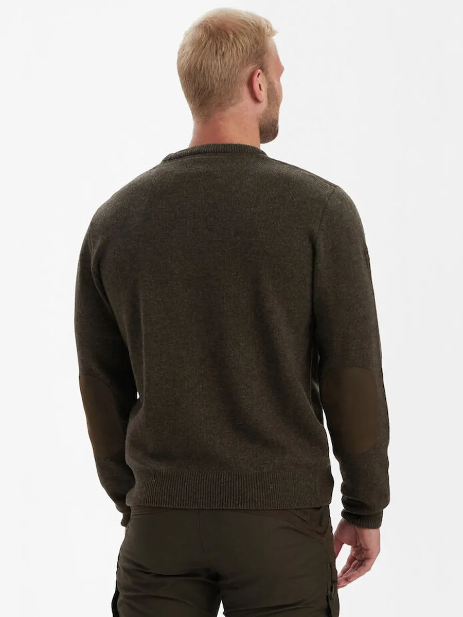 DEERHUNTER Sheffield Knit O-Neck Jumper - Mens - Dark Elm