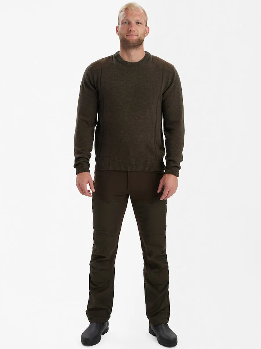 DEERHUNTER Sheffield Knit O-Neck Jumper - Mens - Dark Elm