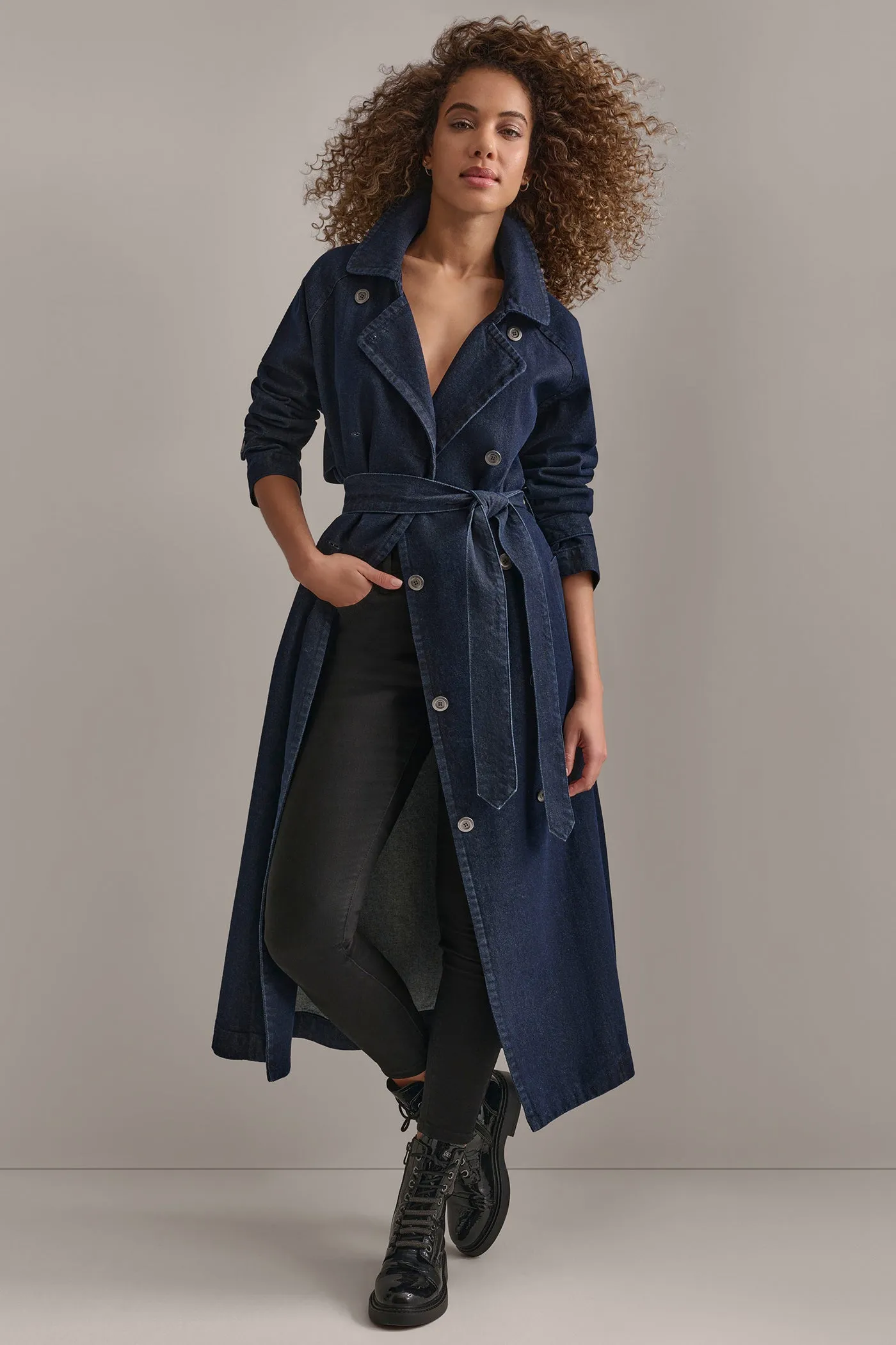 DENIM TRENCH COAT