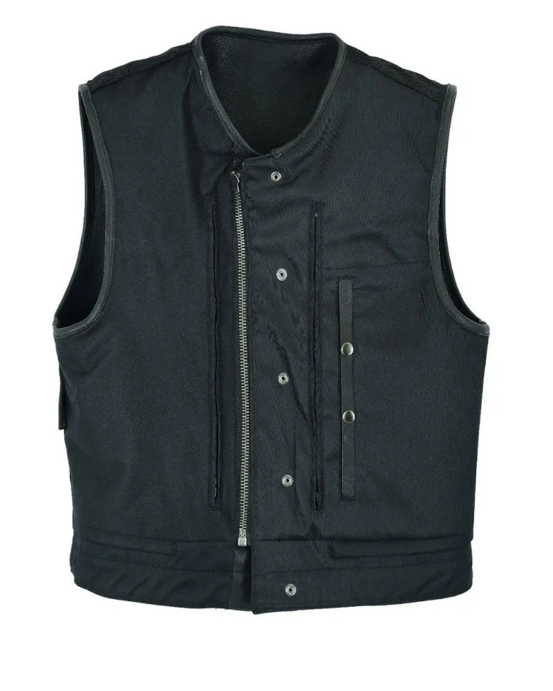 Dream Apparel Low Cut - Mens Leather Motorcycle Club Vest® Conceal Gun Pockets