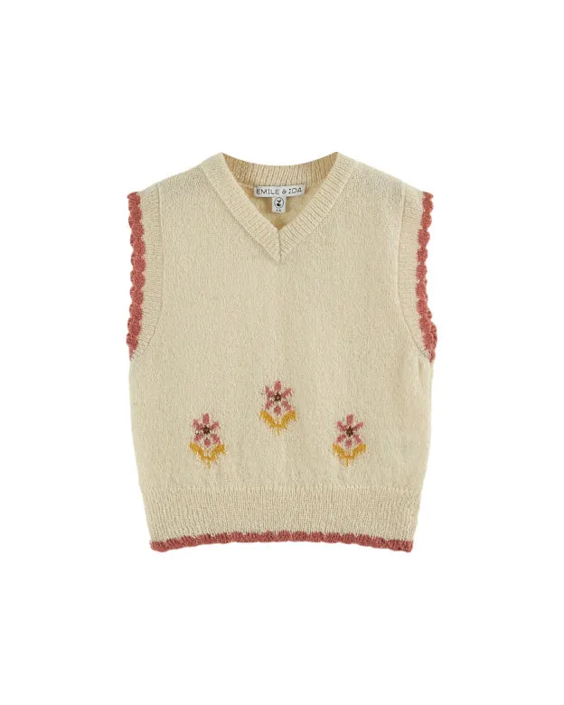 Emile et Ida 24AW Sleeveless Ecru Jacquard Sweater