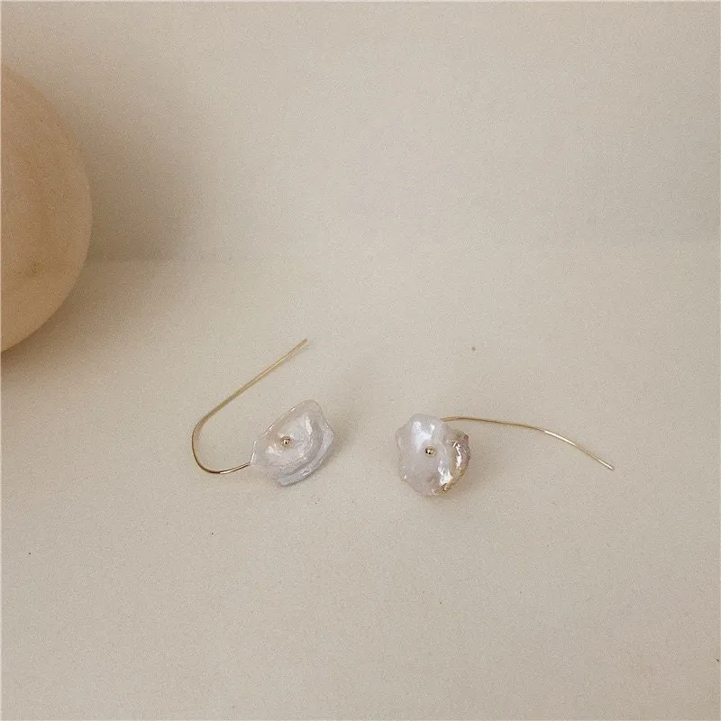 Ethereal Petal Pearl Drop Earrings