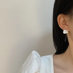 Ethereal Petal Pearl Drop Earrings