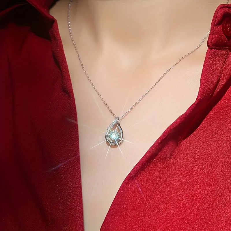 Exquisite Sparkling Pendant Necklace Clavicle Chain For Women Minimalist Elegant Temperament Versatile Jewelry Decor Engagement Wedding Anniversary Exclusive Gift