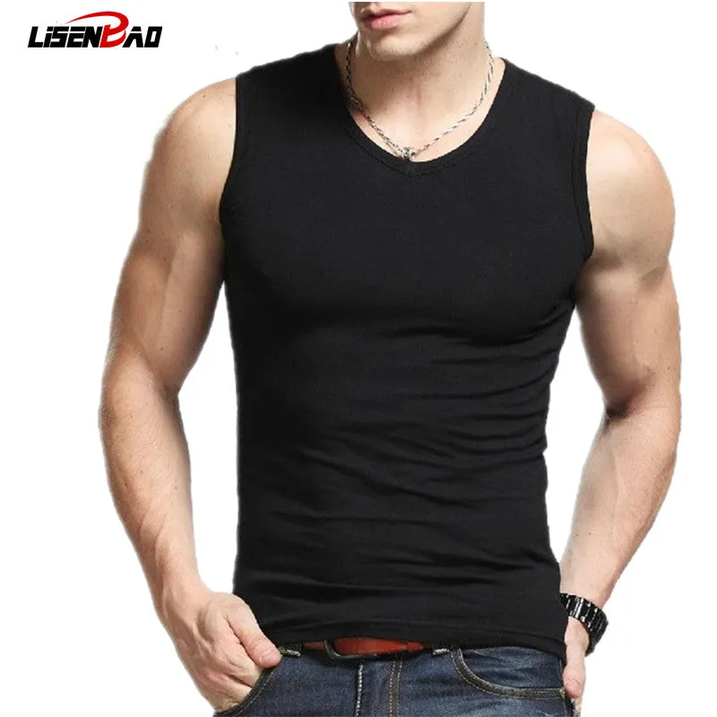 Fashion Brand Men's 95% Cotton O-Neck Tank Tops Summer Male Sleeveless V-Neck Vest 2016 Casual Gilet White / Gray / Black