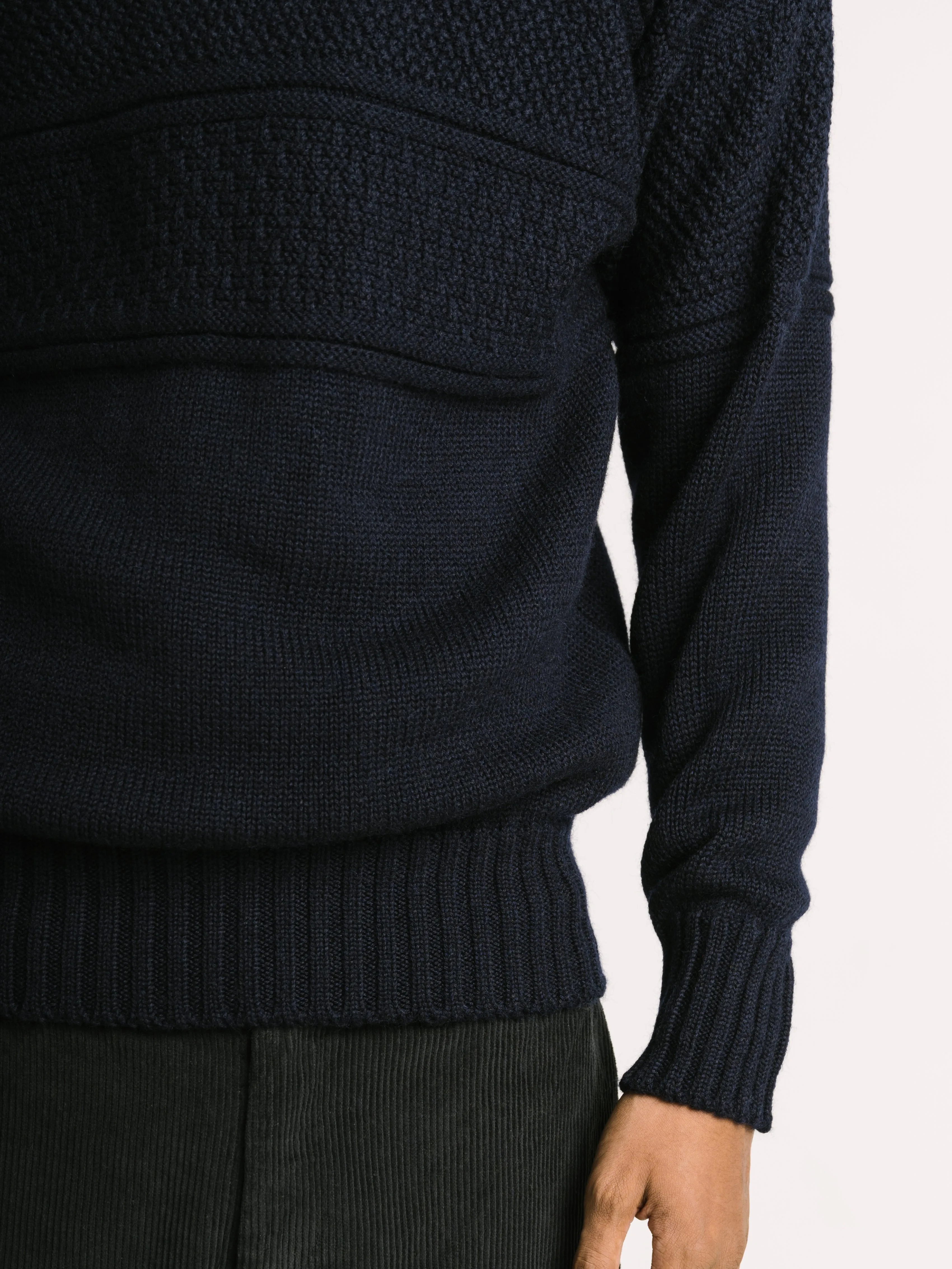 Fife Gansey Knit in Navy Merino Wool