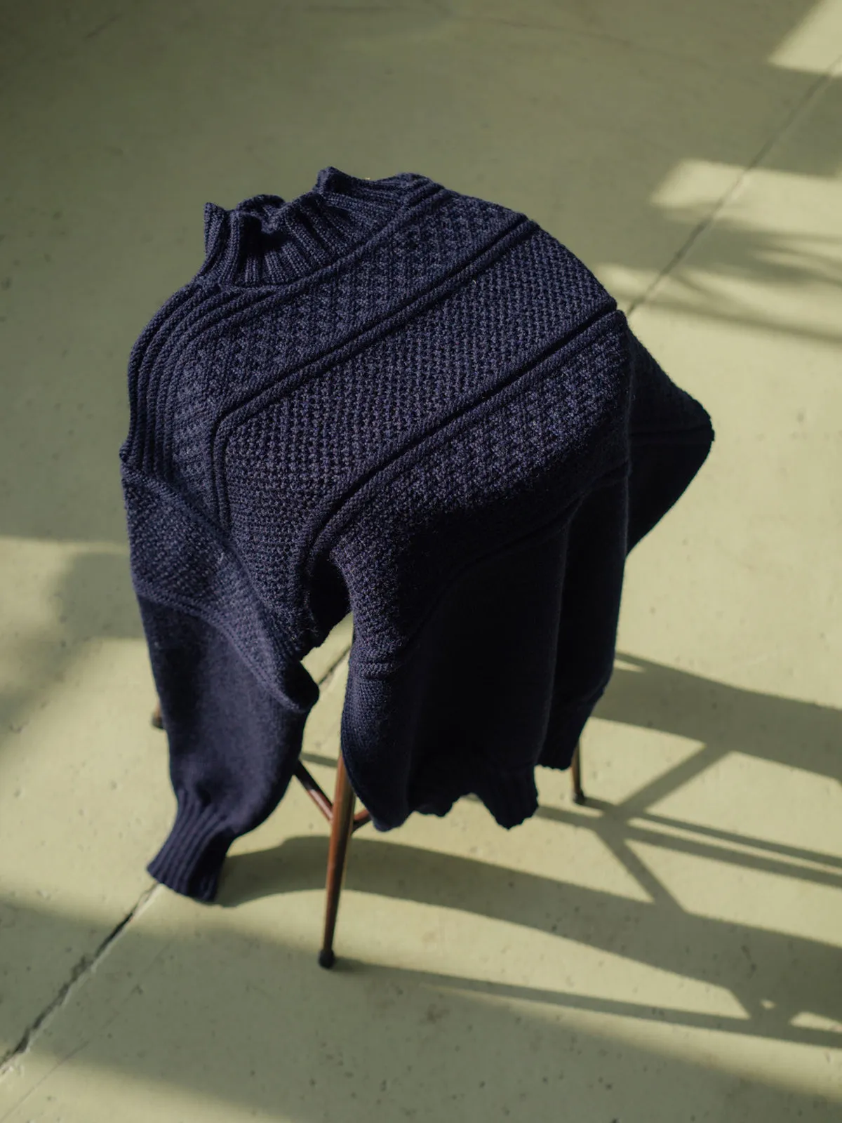 Fife Gansey Knit in Navy Merino Wool