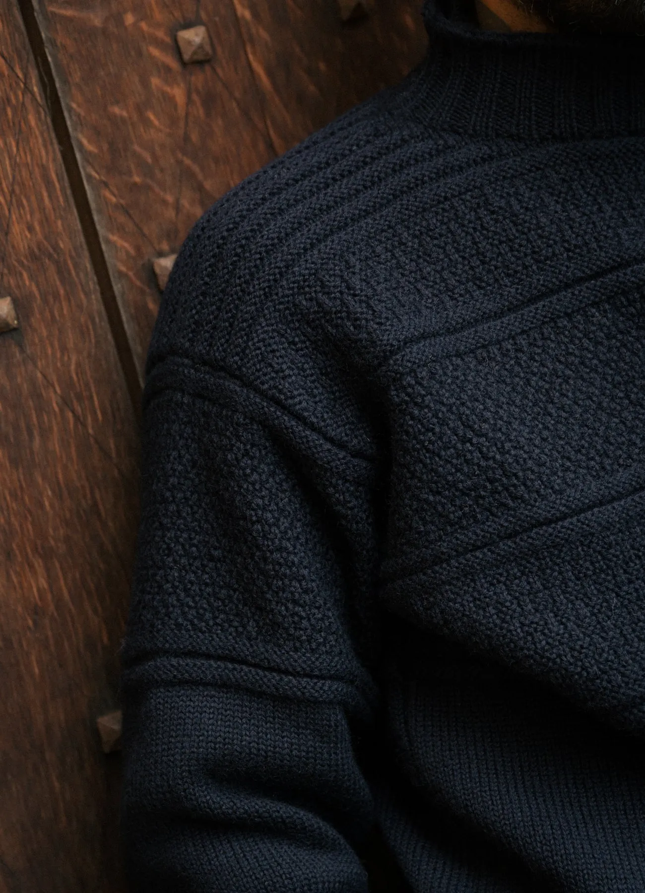 Fife Gansey Knit in Navy Merino Wool