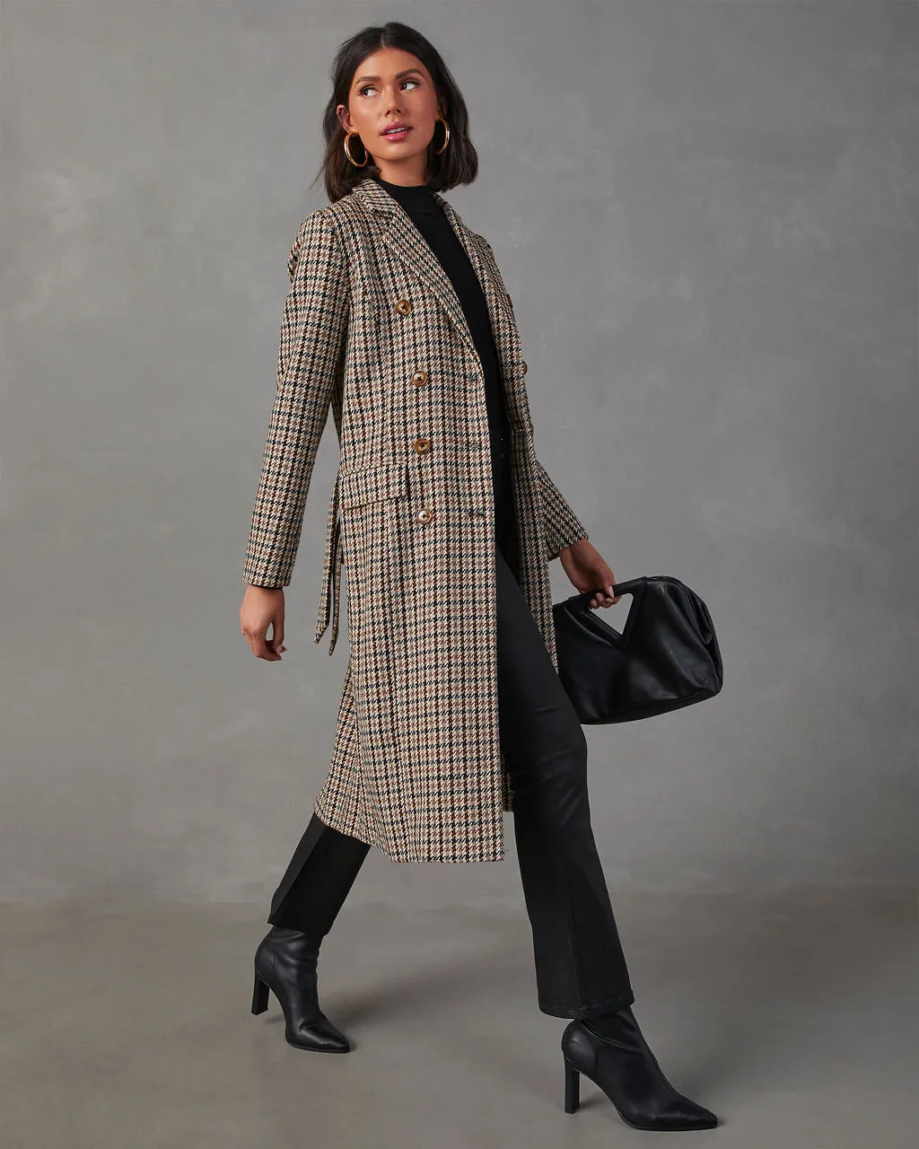 Fifth Avenue Belted Plaid Trench Coat