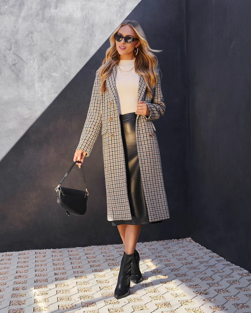 Fifth Avenue Belted Plaid Trench Coat