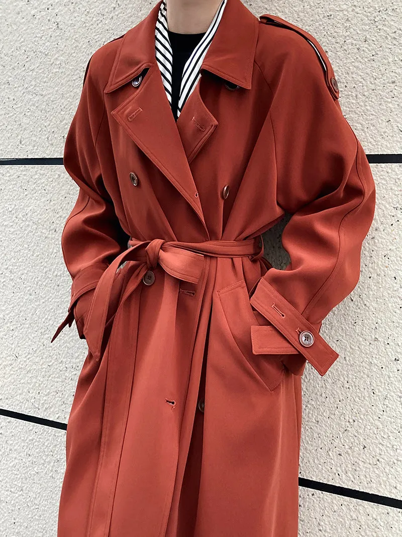 Flytonn-Fall Outfits Women Outwear Streetwear -women's outerwear women's coat Drapey British style loose mid-length trench coat