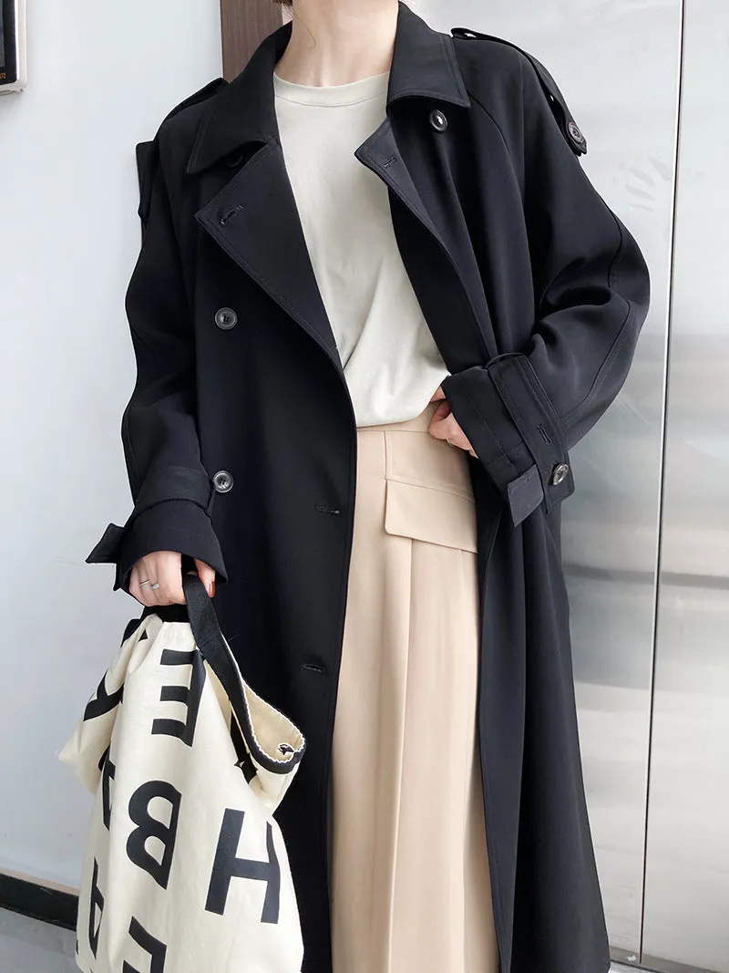 Flytonn-Fall Outfits Women Outwear Streetwear -women's outerwear women's coat Drapey British style loose mid-length trench coat