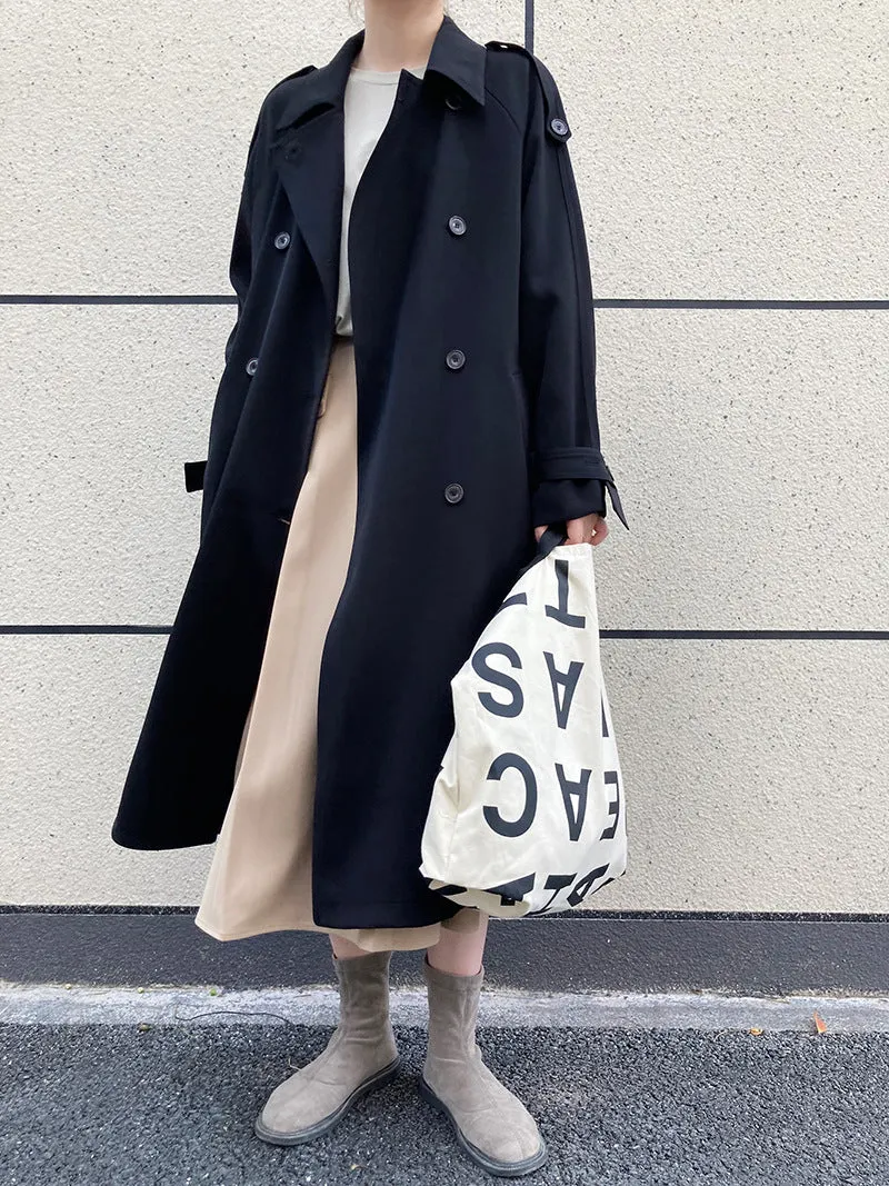 Flytonn-Fall Outfits Women Outwear Streetwear -women's outerwear women's coat Drapey British style loose mid-length trench coat