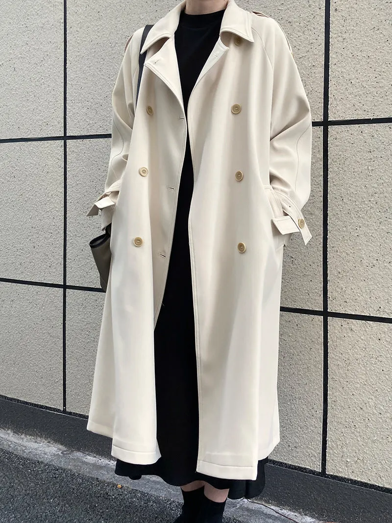 Flytonn-Fall Outfits Women Outwear Streetwear -women's outerwear women's coat Drapey British style loose mid-length trench coat