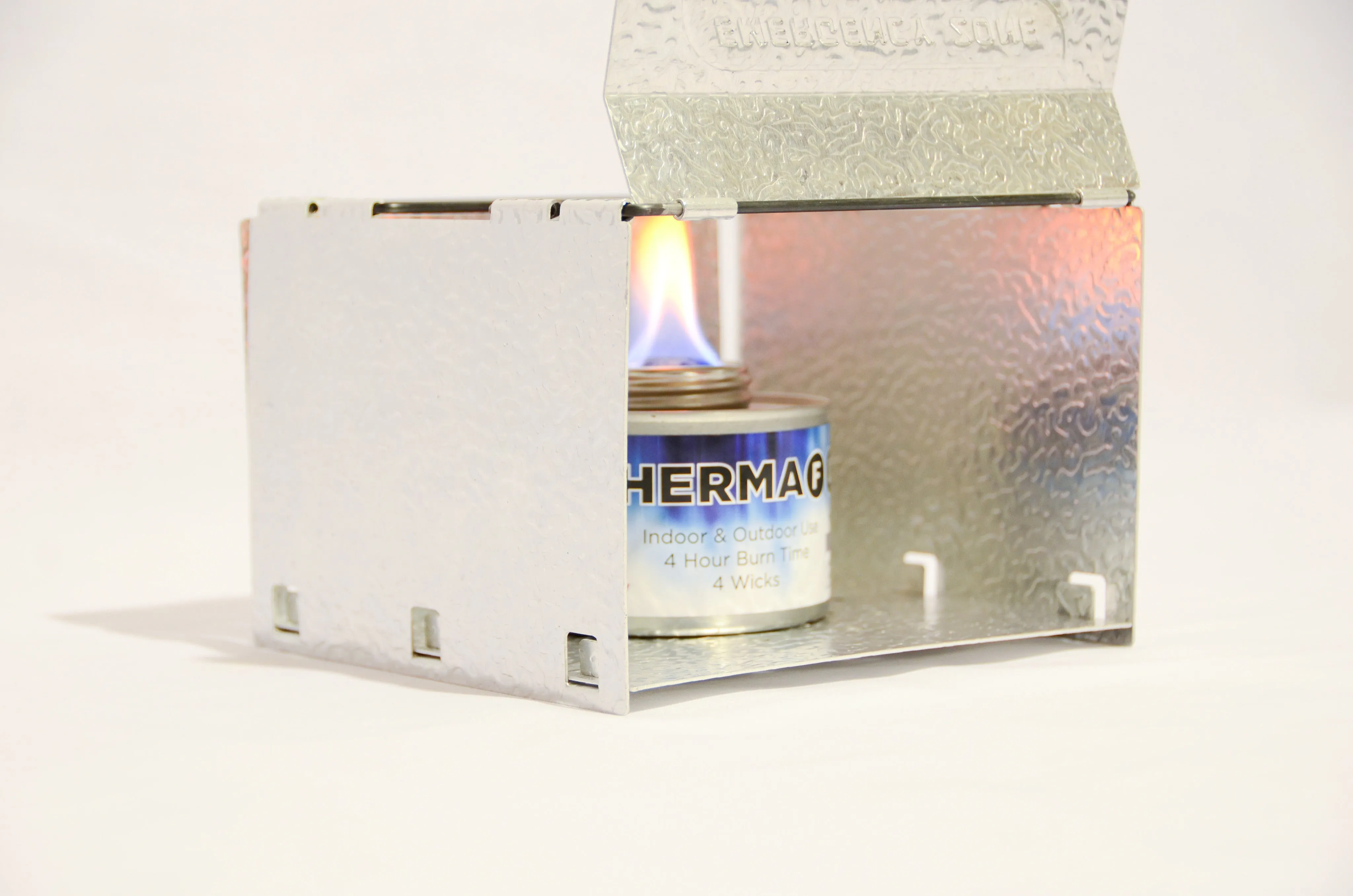 Fold Flat Aluminum Stove with 4 StableHeat 2-Wick Fuel Cells