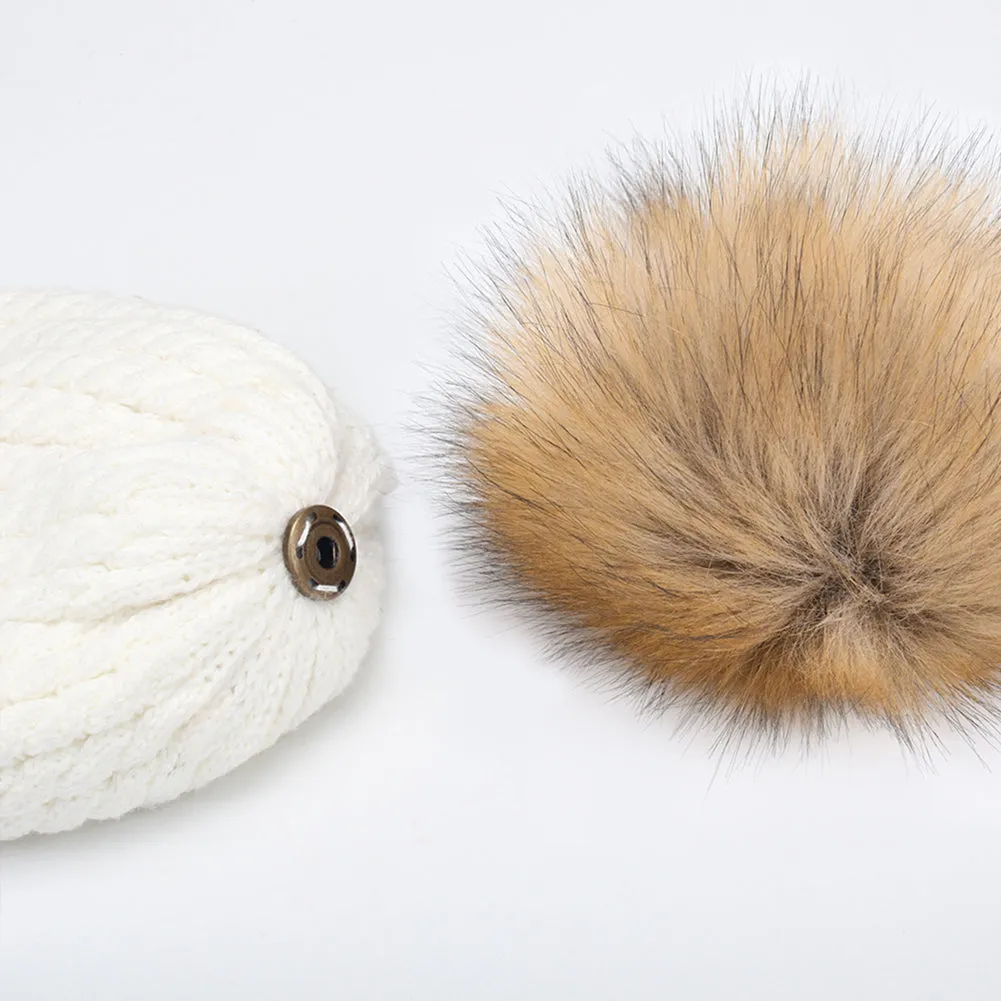 FURTALK Winter Women Faux Fur PomPom Hat Twist Drop Shipping HTWL003