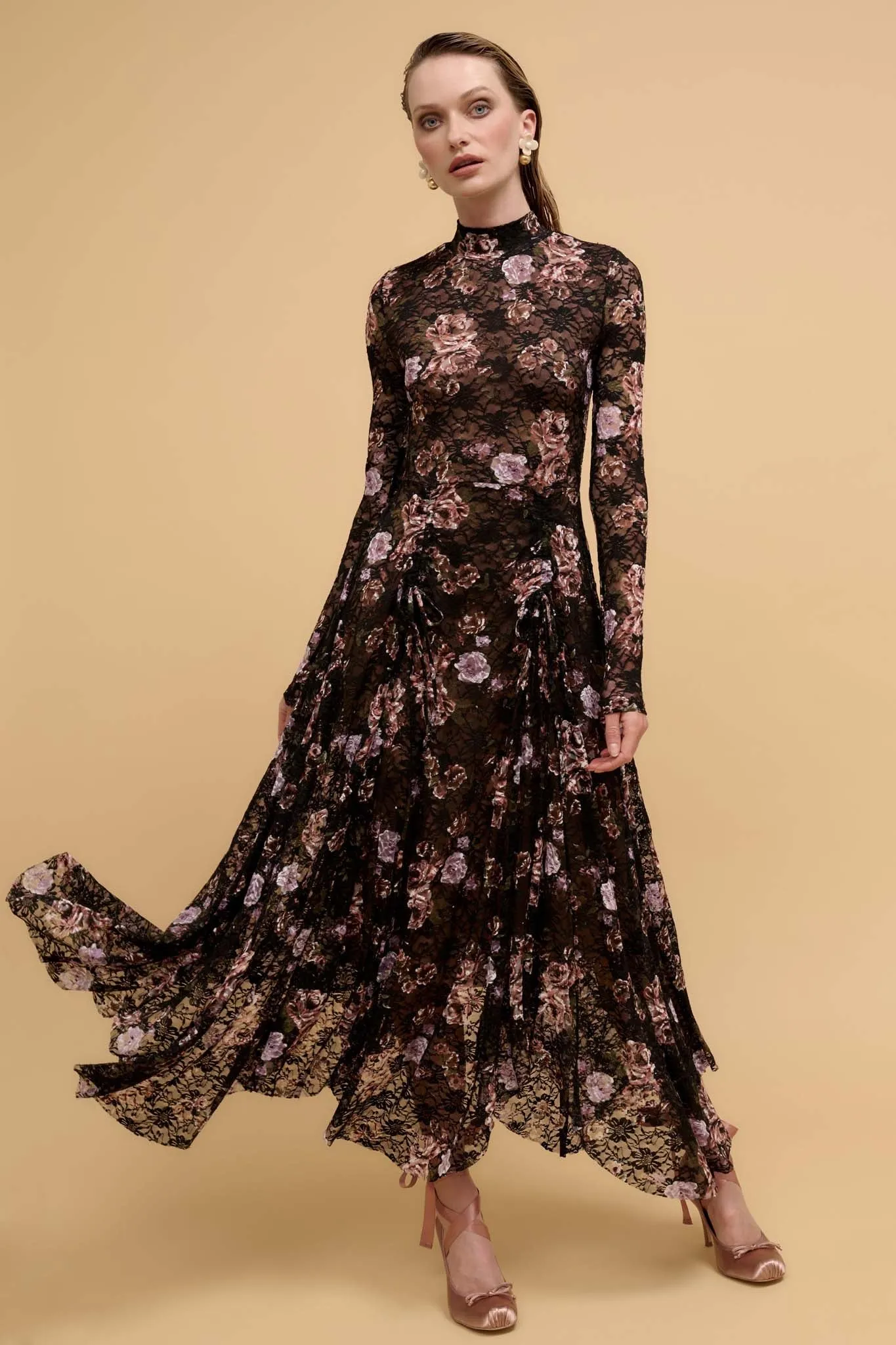 Garden of Delights Floral-Print Lace Maxi Dress