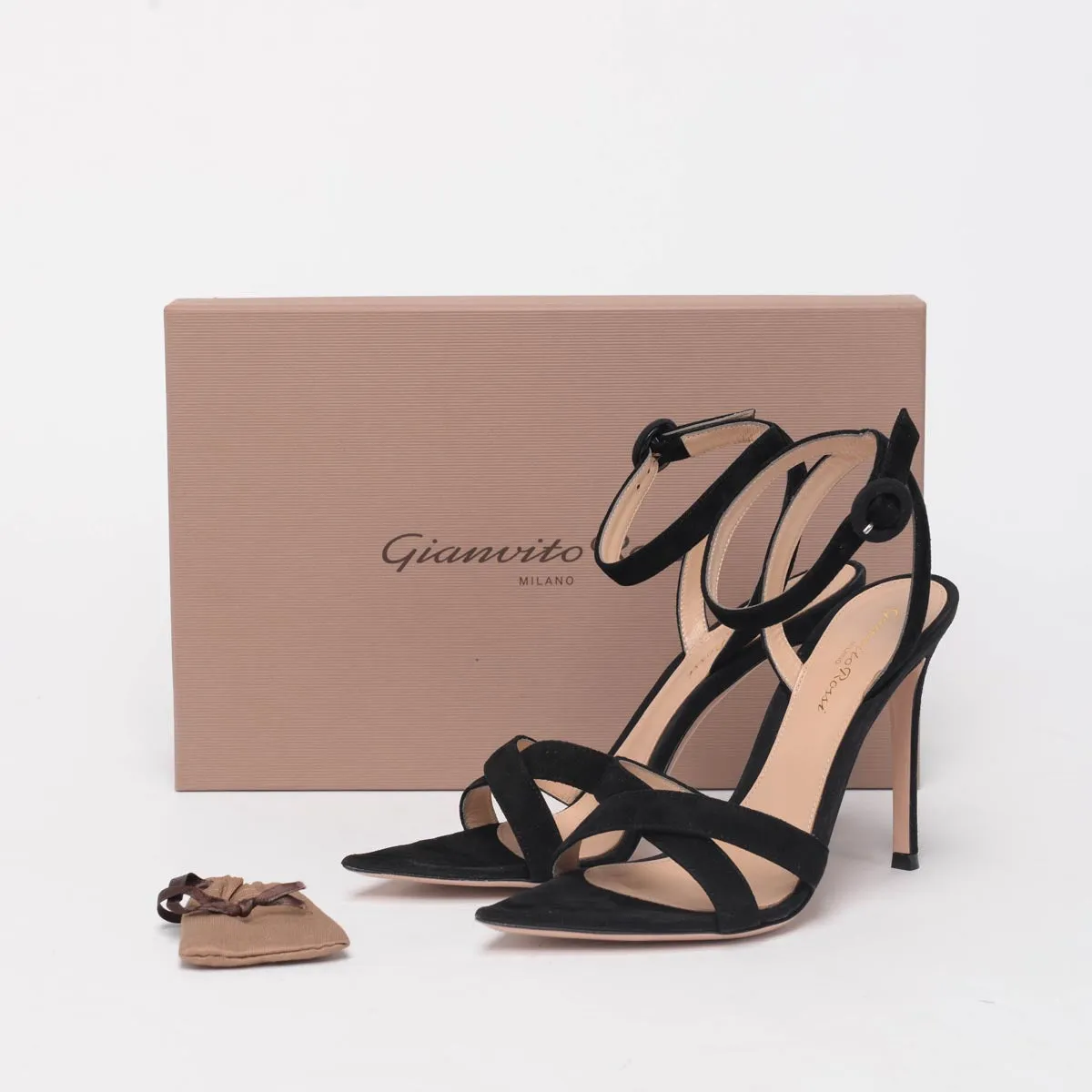 Gianvito Rossi Black Suede Alixia Sandals 36.5