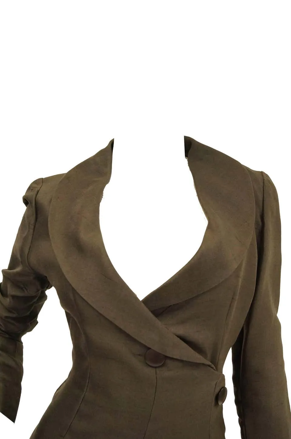 Givenchy Grey Umber Raw Silk Wrap Dress, 1960s