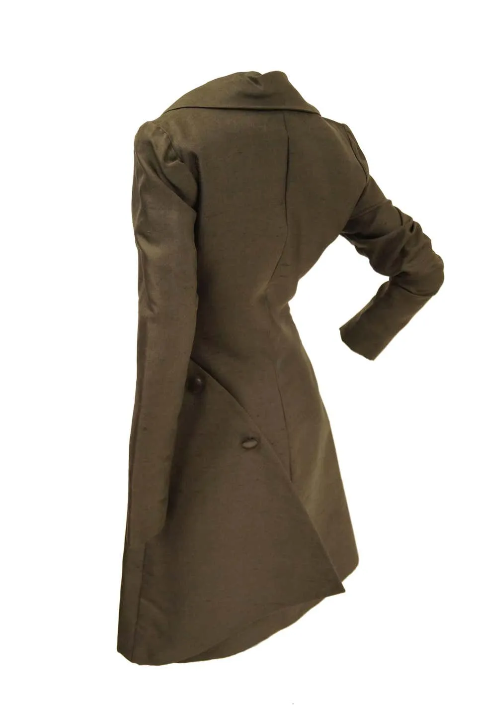 Givenchy Grey Umber Raw Silk Wrap Dress, 1960s