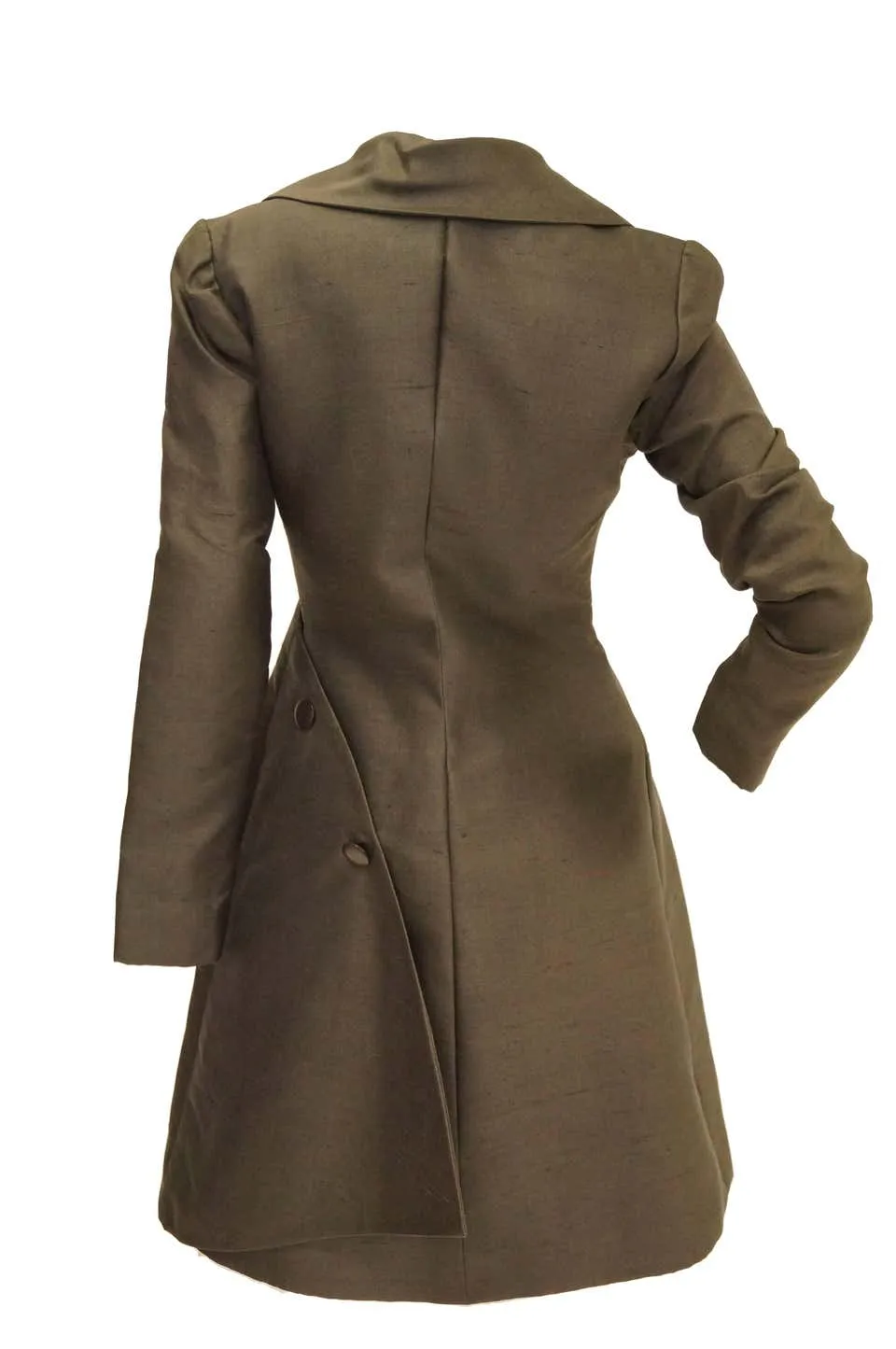 Givenchy Grey Umber Raw Silk Wrap Dress, 1960s