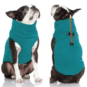 Gooby Half Zip-Up Fleece Vest Turquoise