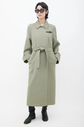 Green Belted Trench Coat