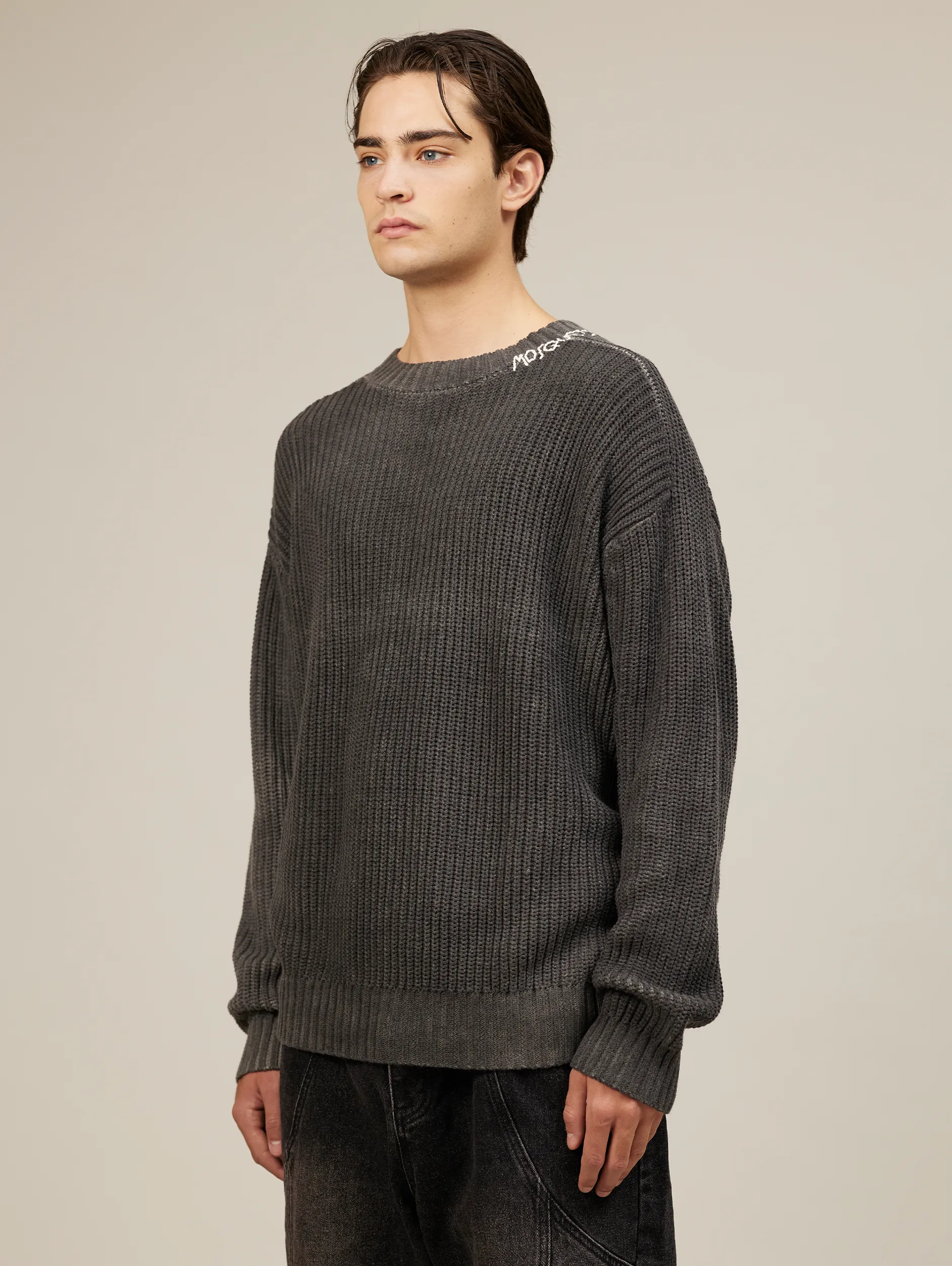 GREY VINTAGE WASHED KNIT SWEATER "MOSQUETS