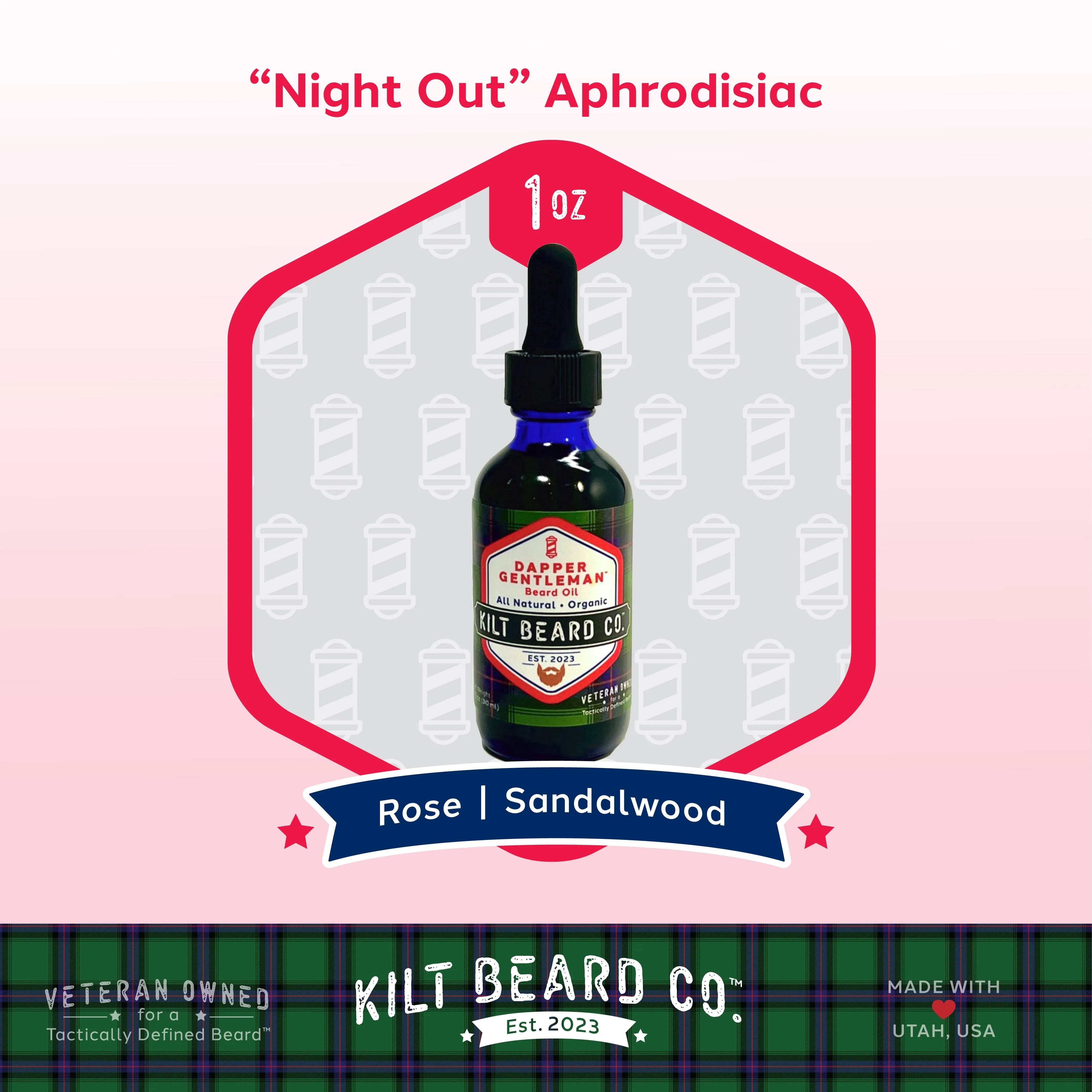 Guy's Night Out Beard Kit - Aphrodisiac, Beeswax, Sandalwood (Balm, Oil, Butter, Hat, T-shirt)