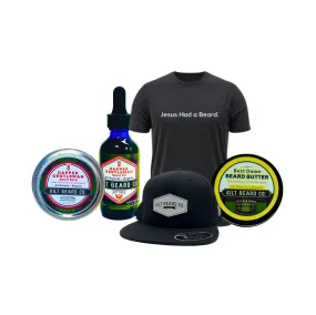 Guy's Night Out Beard Kit - Aphrodisiac, Beeswax, Sandalwood (Balm, Oil, Butter, Hat, T-shirt)