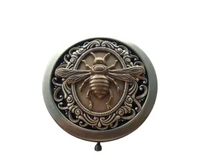 Handmade Victorian Bronze Bee Steampunk Compact Mirror