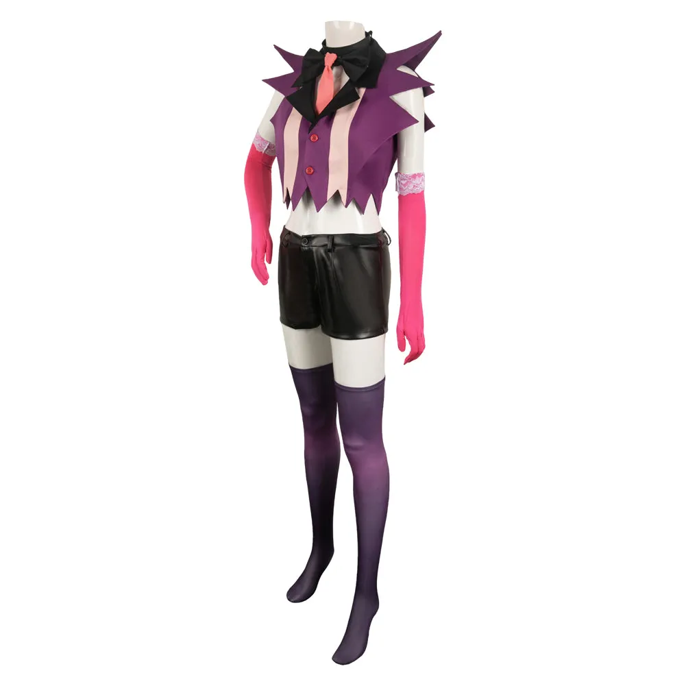 Hazbin Hotel Angel Dust Women Purple Combat Suit Party Carnival Halloween Cosplay Costume