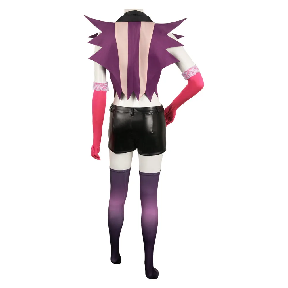 Hazbin Hotel Angel Dust Women Purple Combat Suit Party Carnival Halloween Cosplay Costume