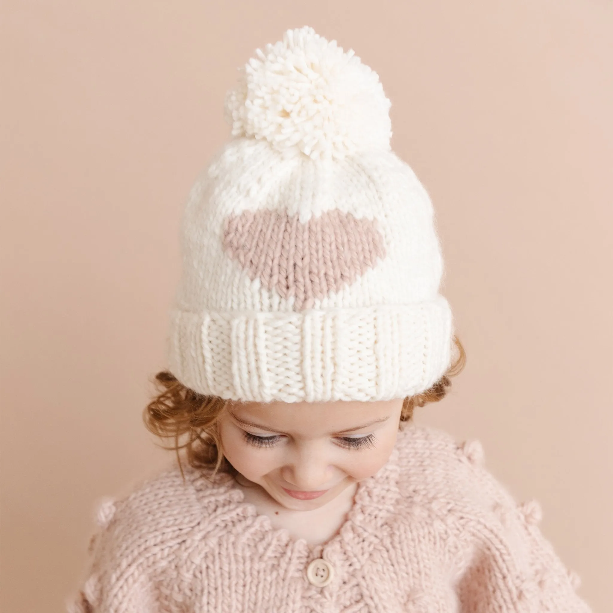 Heart Knit Hat, Blush