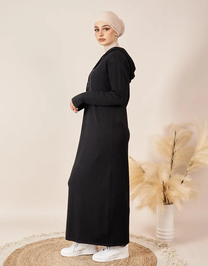 Hooded Knit Dress - Dark Shades