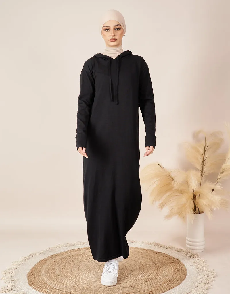 Hooded Knit Dress - Dark Shades