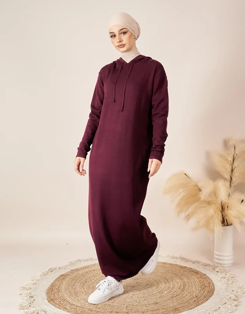 Hooded Knit Dress - Dark Shades