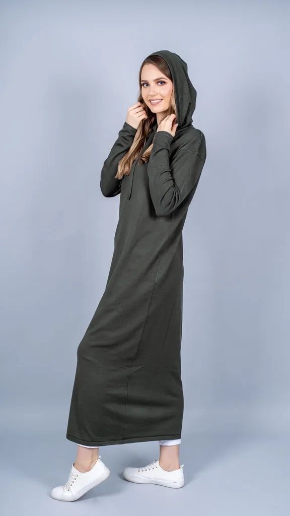 Hooded Knit Dress - Dark Shades