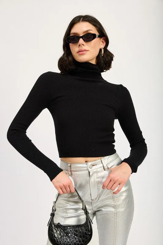 Hot Girl Emory Ribbed Turtleneck Long Sleeve Top