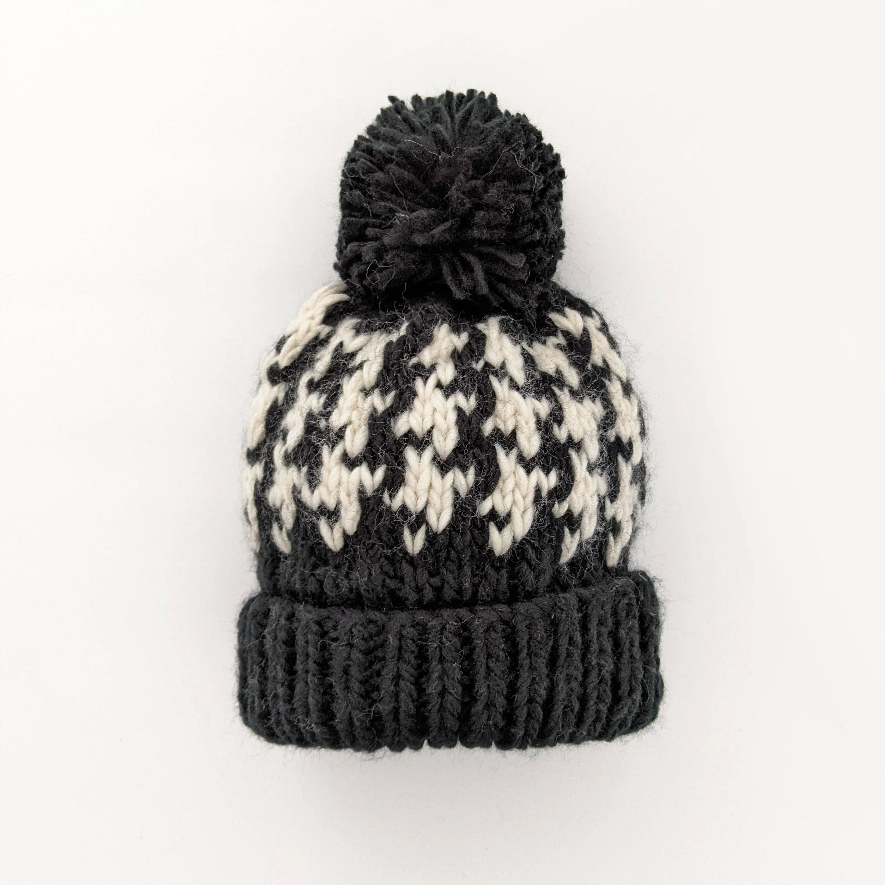 Houndstooth Hand Knit Beanie