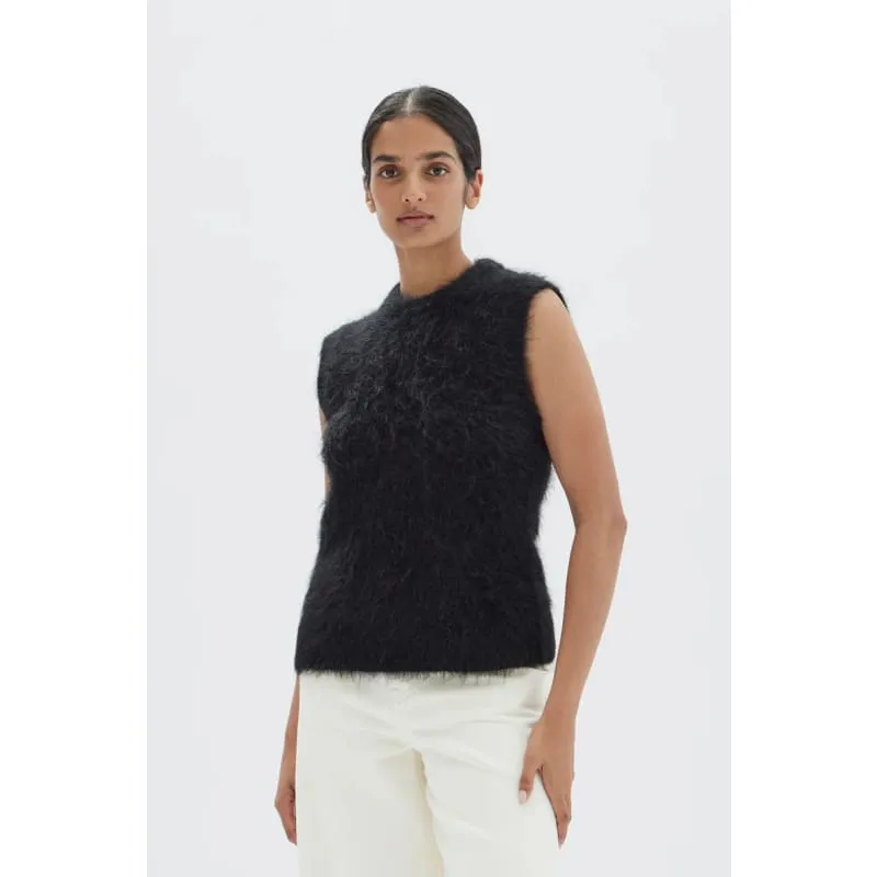 Hunter Alpaca Cropped Knit Vest | Black