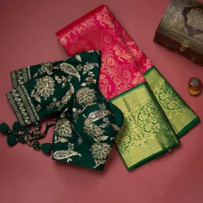 Innovative Dark Pink Soft Banarasi Silk Saree With Demesne Two Blouse Piece