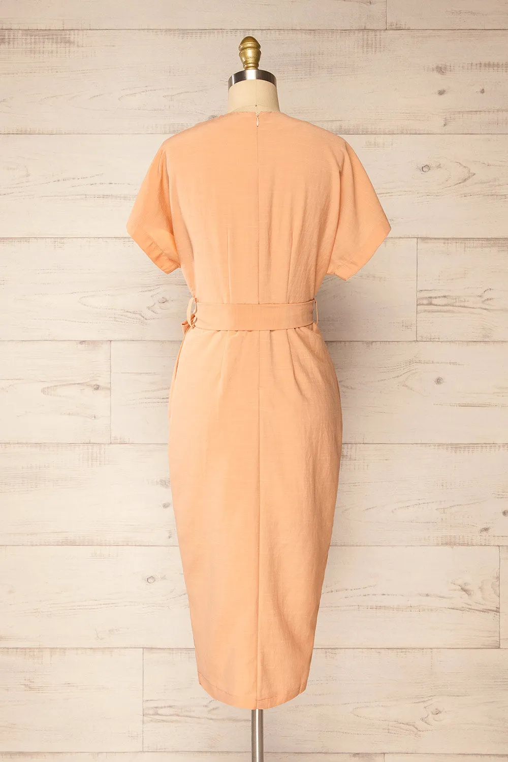 Junin Orange | Short Sleeve Wrap Midi Dress