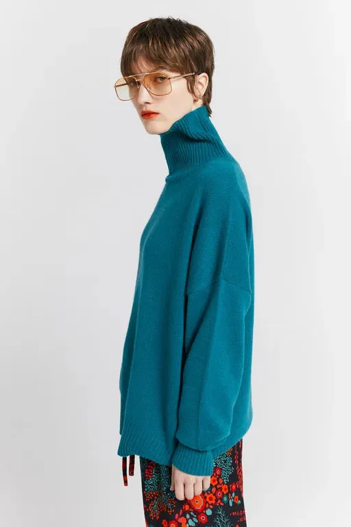 Karen Walker Carmen Oversized Turtleneck Sweater - Cashmere - Teal