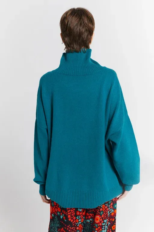 Karen Walker Carmen Oversized Turtleneck Sweater - Cashmere - Teal