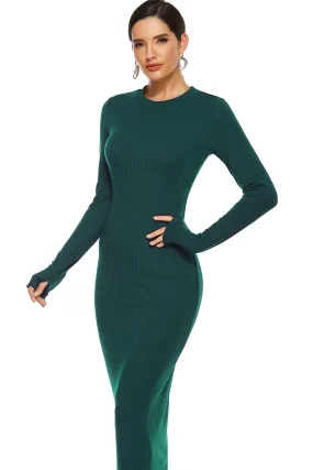 Kenji Long Sleeve Knit Midi Dress - Charcoal - FINAL SALE