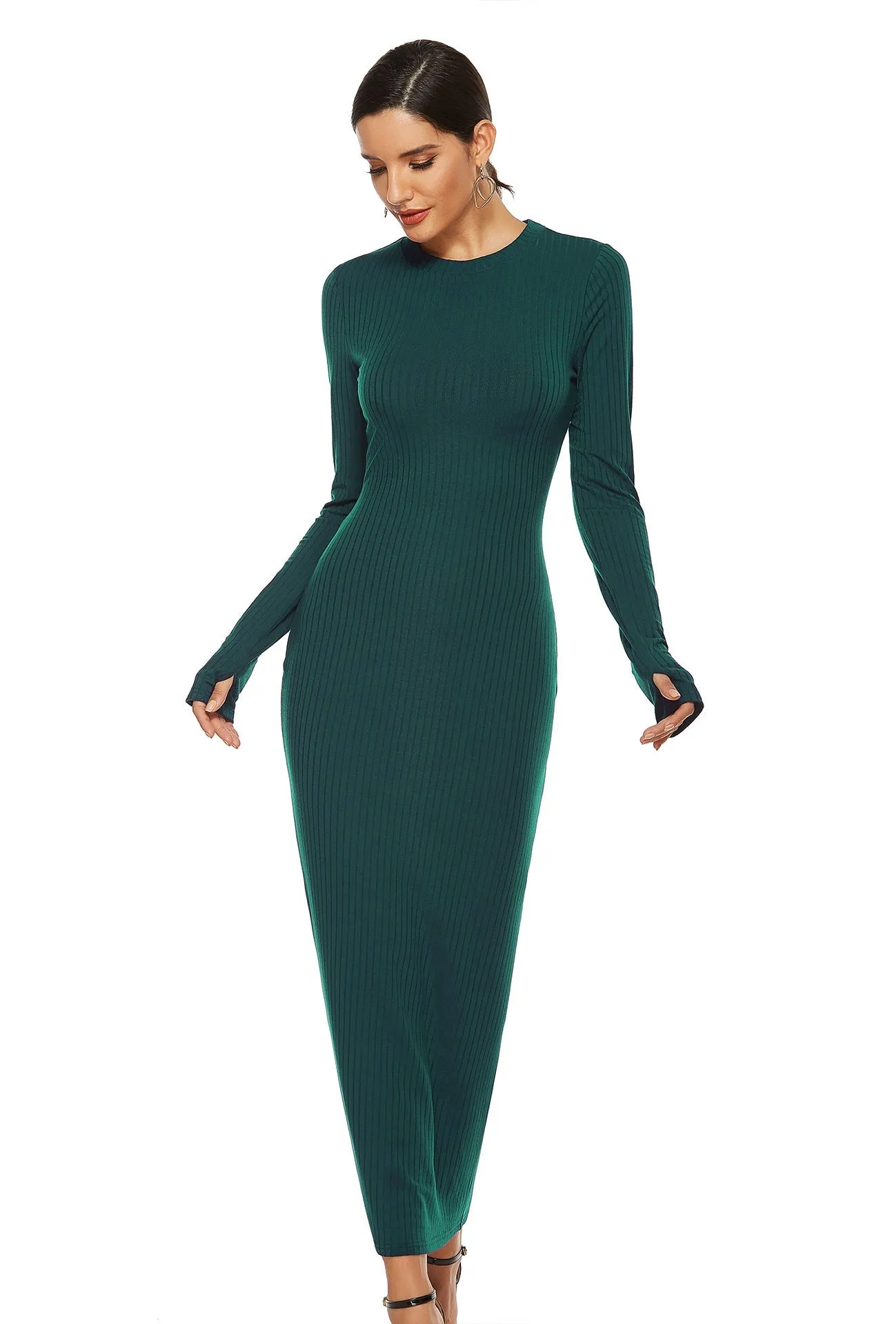 Kenji Long Sleeve Knit Midi Dress - Charcoal - FINAL SALE