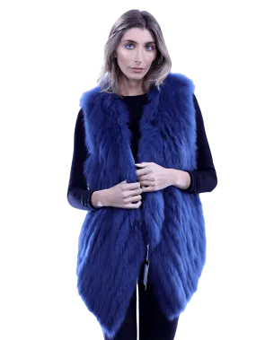 La Fiorentina - Plush Fox Fur Vest Blue